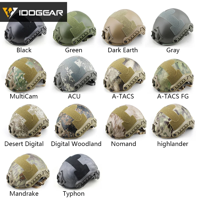 

IDOGEAR Molle Tacitcal FAST Helmet MH Type Advanced Adjustment w/NVG Shroud+Side Rail Military Airsoft Headwear Wargame Hunting