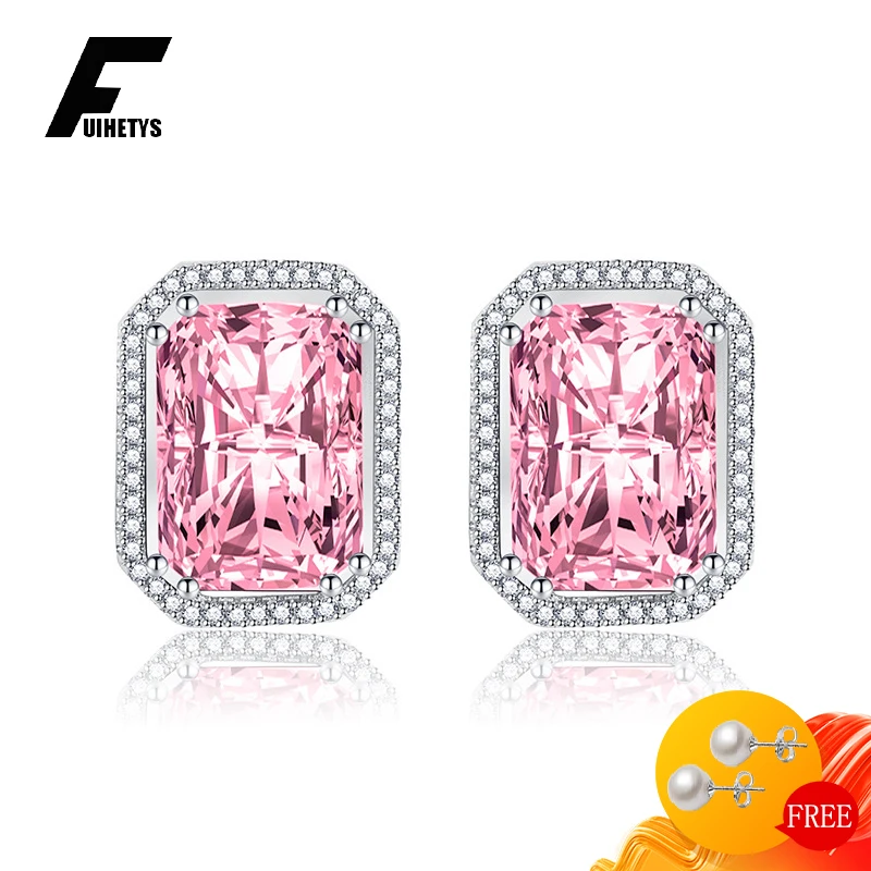 

Luxury Stud Earrings 925 Silver Jewelry with Zircon Gemstone Ear Accessories for Women Wedding Party Gift Ornament Wholesale