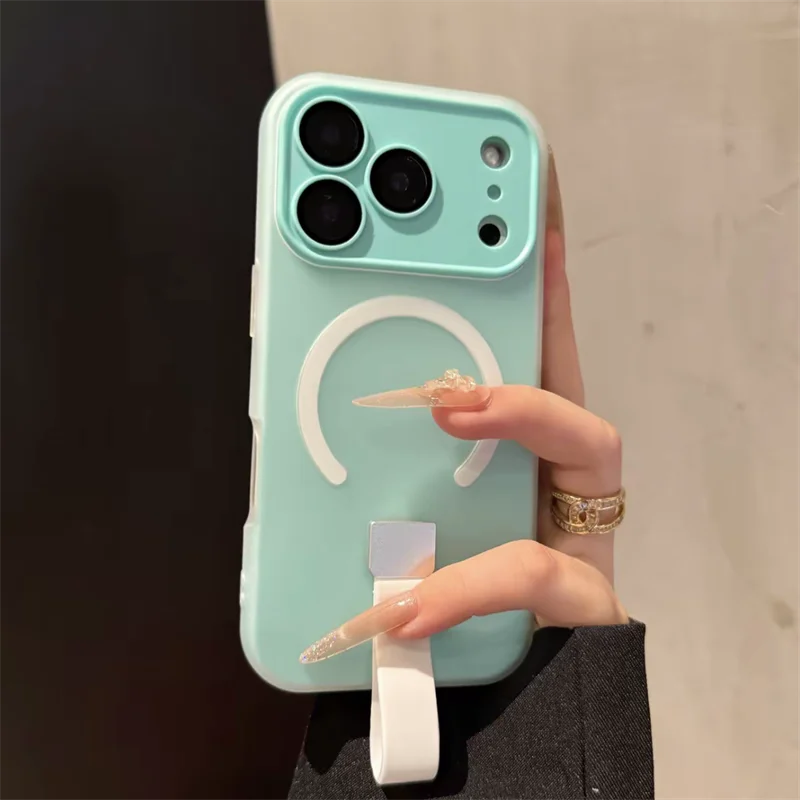 Magnetic Silicone Phone Case Grip with Finger Strap - Soft Protective Cover