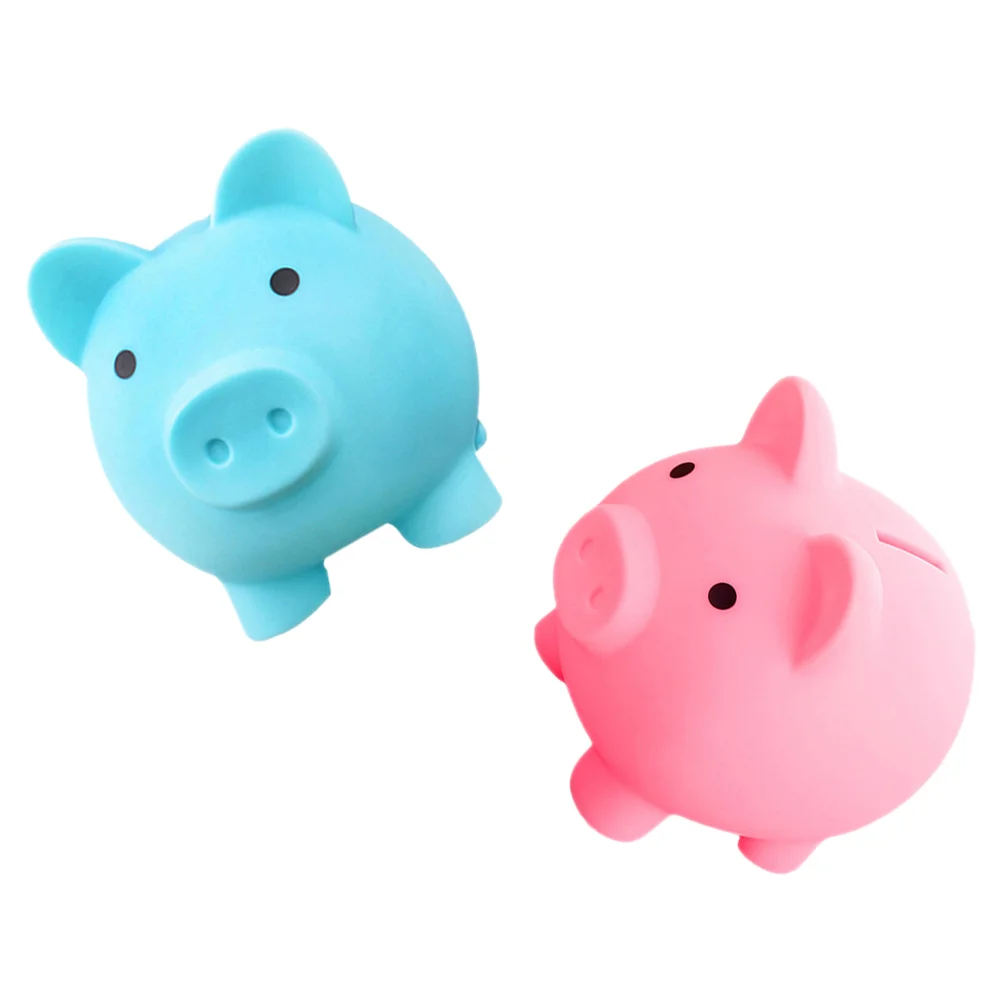 

2pcs Cartoon Piggy Bank Cute Coin Bank Pig Shaped Money Jar Desktop Saving Pot