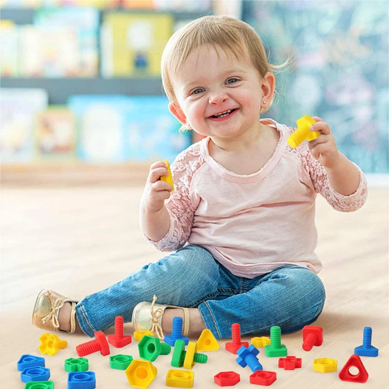 10/20 Screw Building Blocks Building Construction Set Plastic Insert Nut Shape Toddler Boys Girls Fine Motor Skills Learning Toy building block toy assemble toy