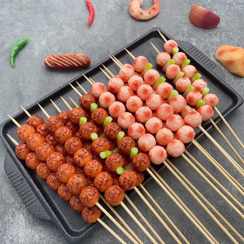 Food Model, Food Photography Props, Kitchen Food Toys, Table Decoration Simulated Barbecue BBQ Skewer Fake Food Model Photography Prop Sweet Table Home Decor Kids Kitchen Toy
