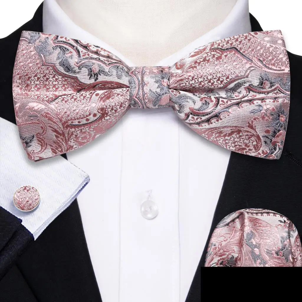 Barry.Wang Jacquard Seide Herren Krawatte Fliege Taschentuch Manschetten knöpfe Set 20 Farben Krawatte Fliege formelle lässige männliche Hochzeit Geschäft – Detail 18