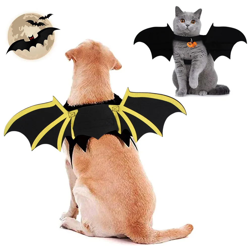 

Pet Harness Wing with Bell Halloween Pet Costume Dogs Funny Bat Wings Cats Clothes Halloween Dog Costumes Pet Accessories