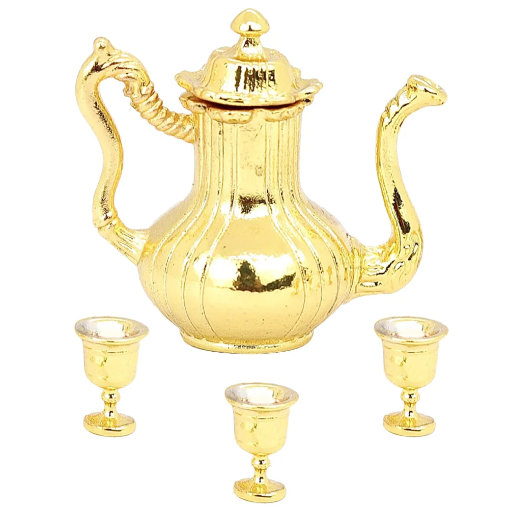 

Toy Miniature Teapot Child Pitcher Model Photo Props Alloy House Miniatures