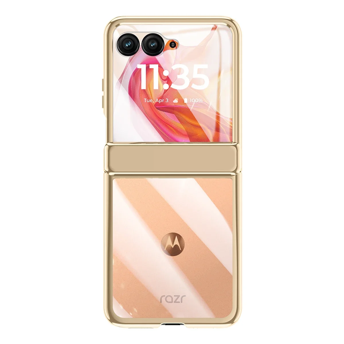 Ultra-Thin Electroplated Transparent Shockproof Case with Mirror Film and Folding Hinge Cover