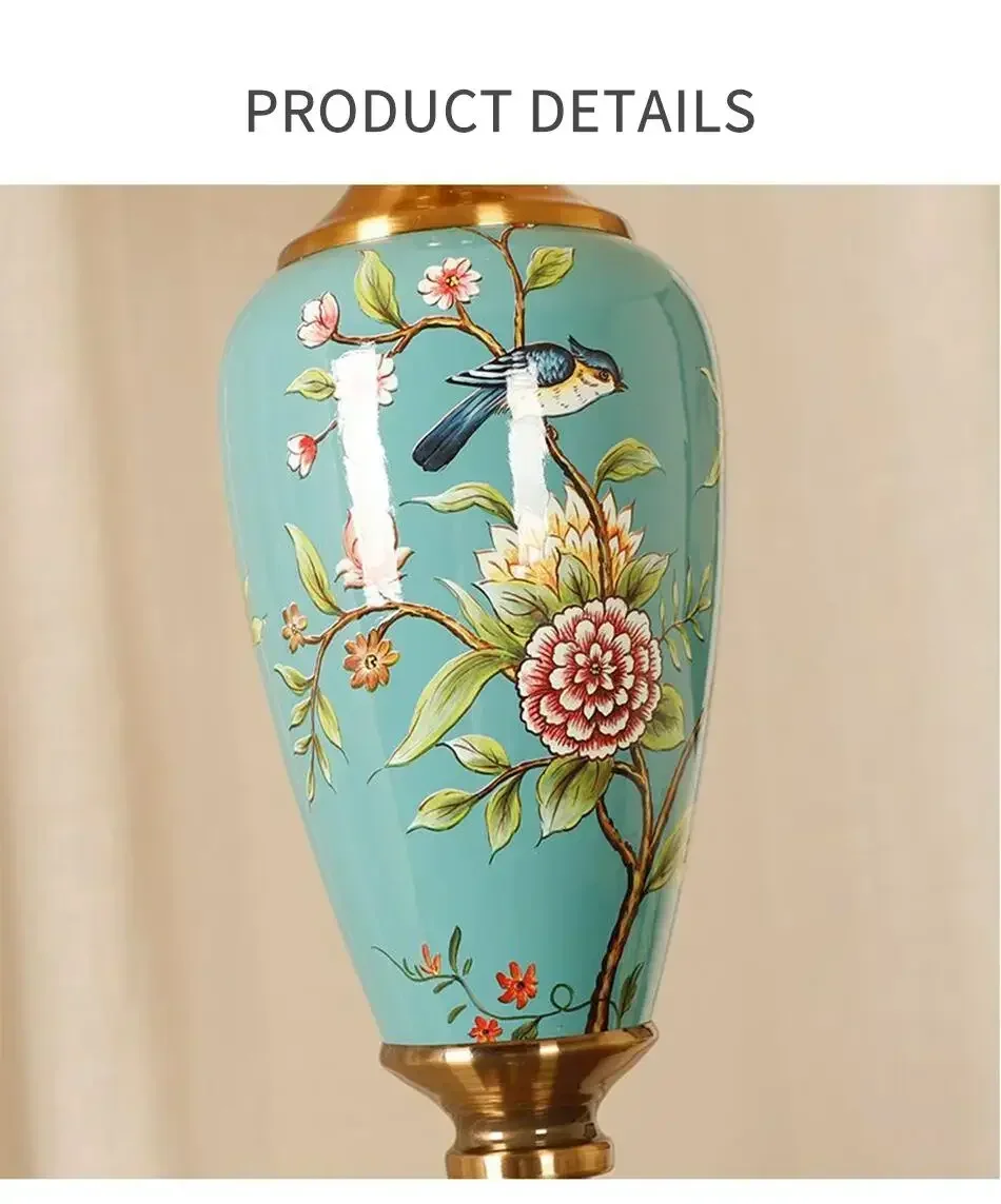 Description Picture 6 of itemCeramic Floor Lamp Home Decoration Sofas Stand Light European Retro Table Lamp Living Room Floor Lamp Bedroom Bedside