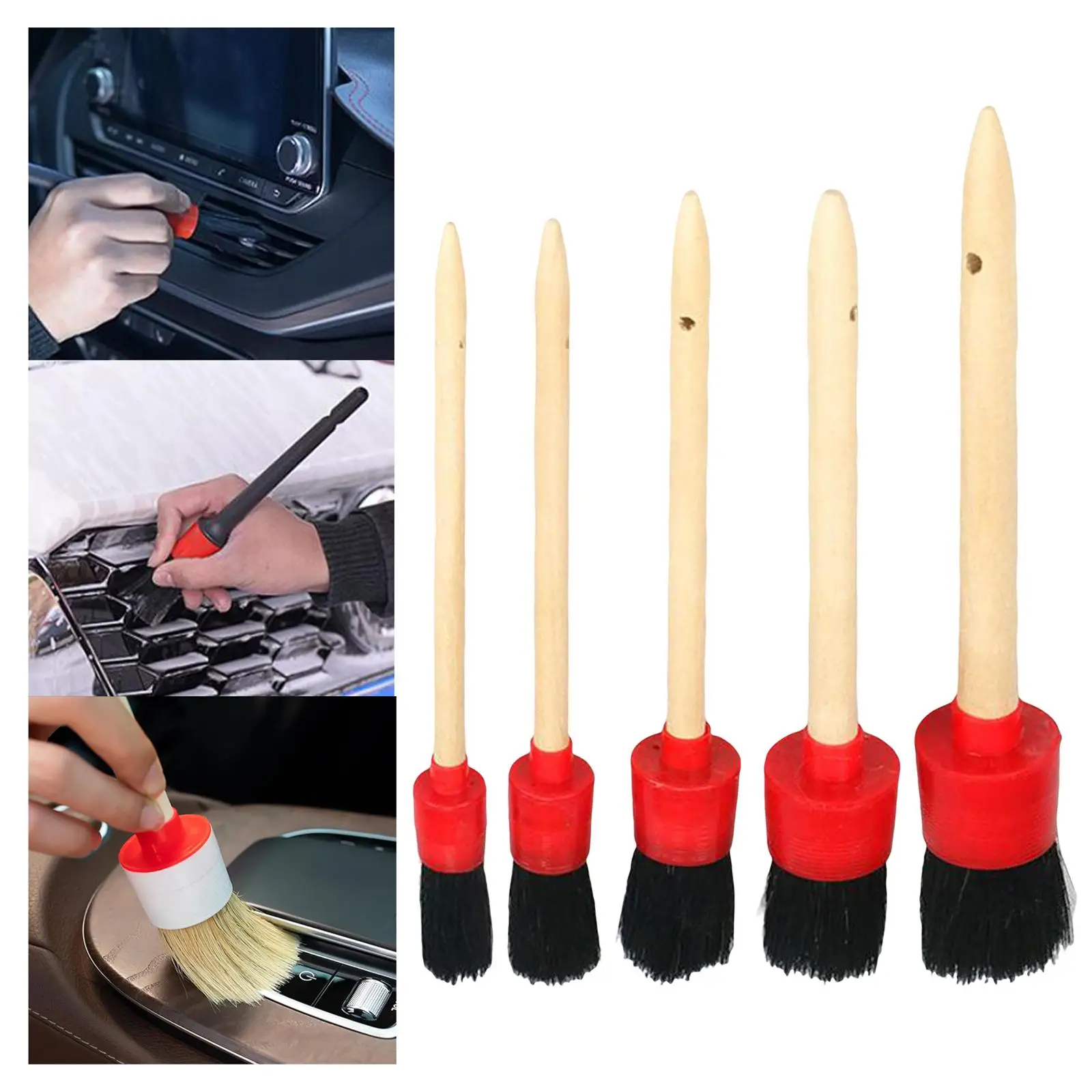 5x Car Detail Brush Kit Automotive Detail Cleaning Brushes Set for Cleaning  Car Interior Wheels Trim Engine ​Detailing Brush Set - AliExpress