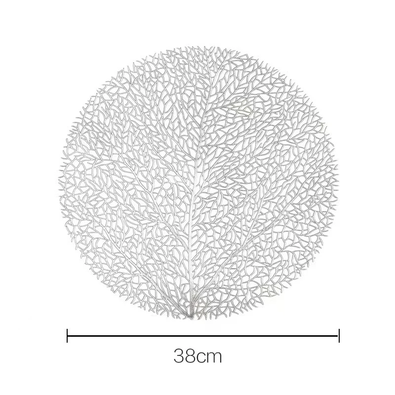 1/3pcs Leaf Table Mat Golden PVC Placemat Hollow Insulation Coaster Pads Modern Style Decor Table Bowl Home Christmas
