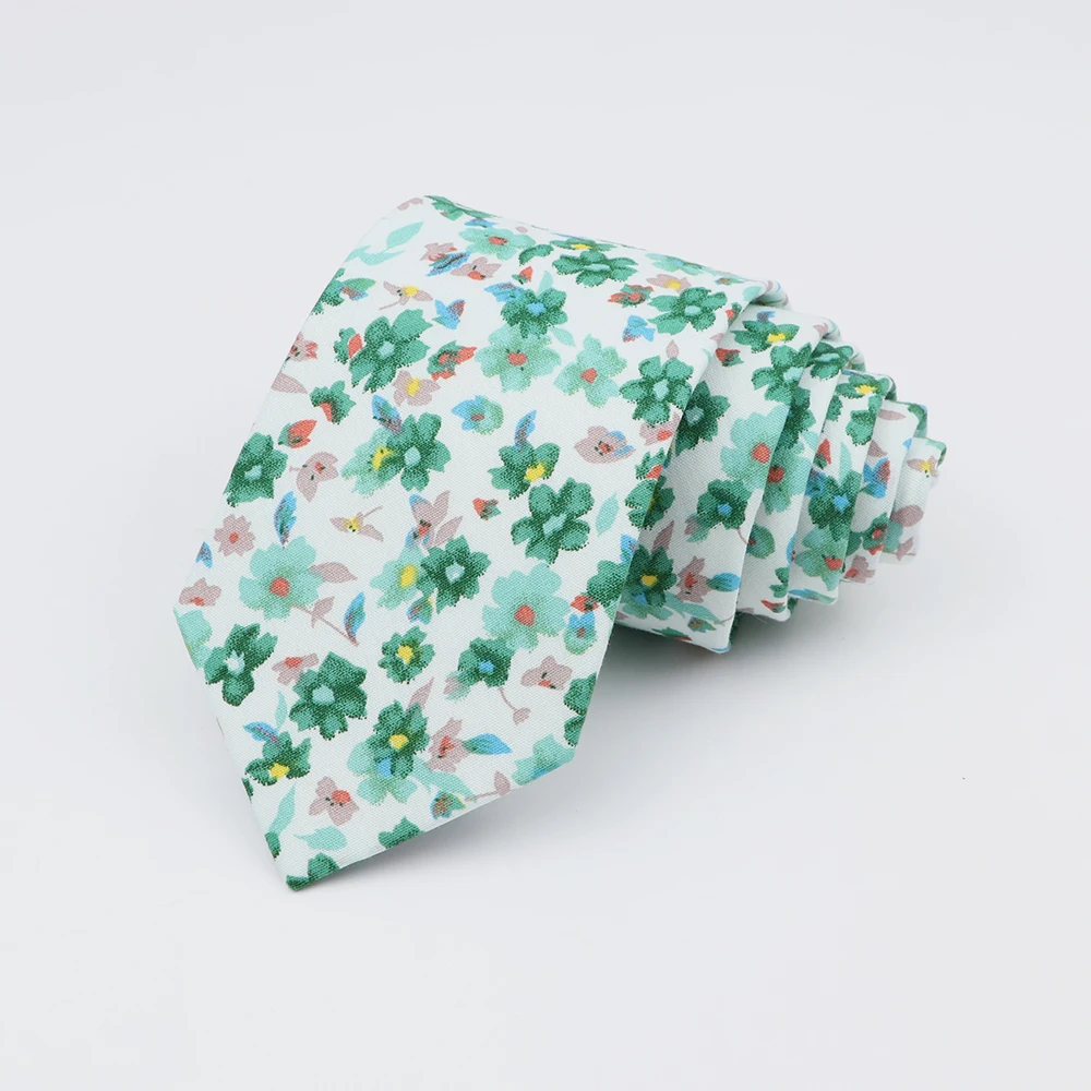Cotton Floral Tie For Men Women Flower Necktie Skinny Cravat Wedding Party Suit Shirt Collar Accessory neck tie