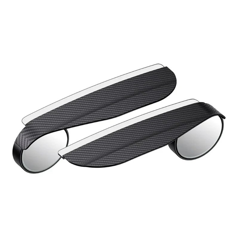 2 Pcs Car Blind Spot Mirrors Carbon Fiber Pattern Adjustable Wide Angle Rearview Rain Eyebrow Cover Interior Accessories