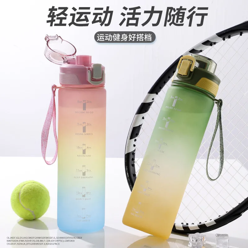 1 Liter Gourd Motivational Insulated Water Bottles For Men Color Markers  Plastic Gym Shaker Thermos For Tea Thermal Bike Bottle - AliExpress