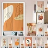 Nordic Morandi Abstract Doorway Curtain Room Plant Leaf Noren Linen Drapes Japanese Style for Partition Curtain Home Decoration 1