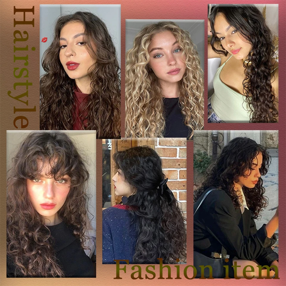 Synthetic Long Wavy Clip In Hair Extensions 24" Hairpiece 6pcs/set For Women Brown Blonde Black Natural Fake Fiber Hair