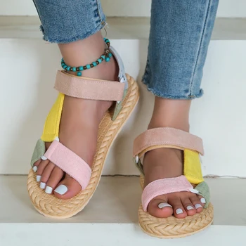 Women's fashion trend School Beach non-slip wear soft soled Velcro flat sandals 1