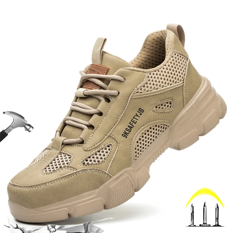 Unisex Mesh Steel Toe Cap Summer Safety Shoes For Men Light Breathable Sneaker Comfortable Indestructible Hombre Work Sneakers