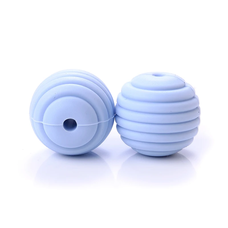 10 pz 15mm Perline di Silicone Dentizione Del Bambino Alveare Rotonda Food Grade Filettato Massaggiagengive Perline per FAI DA TE Ciuccio Clip catena di Accessori