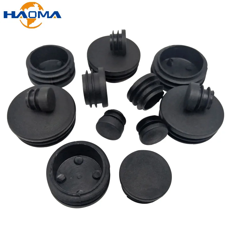 

Black Round Blanking End Cap Caps Plastic Flat Head Foot Pads Tube Pipe Inserts Plug Bung Table Chair Feet Dust Cover 10~100mm