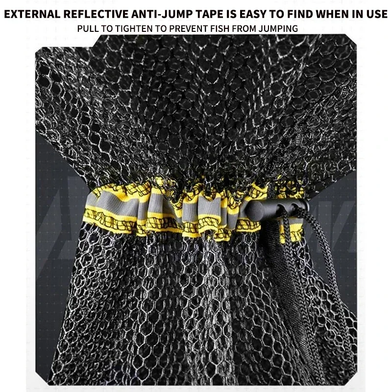 Thickened Glued Square Fish Net Wild Fishing Anti-hanging Quick-drying Fishing Net Bag Fishing Tool Fish Protection Net Belt Bag