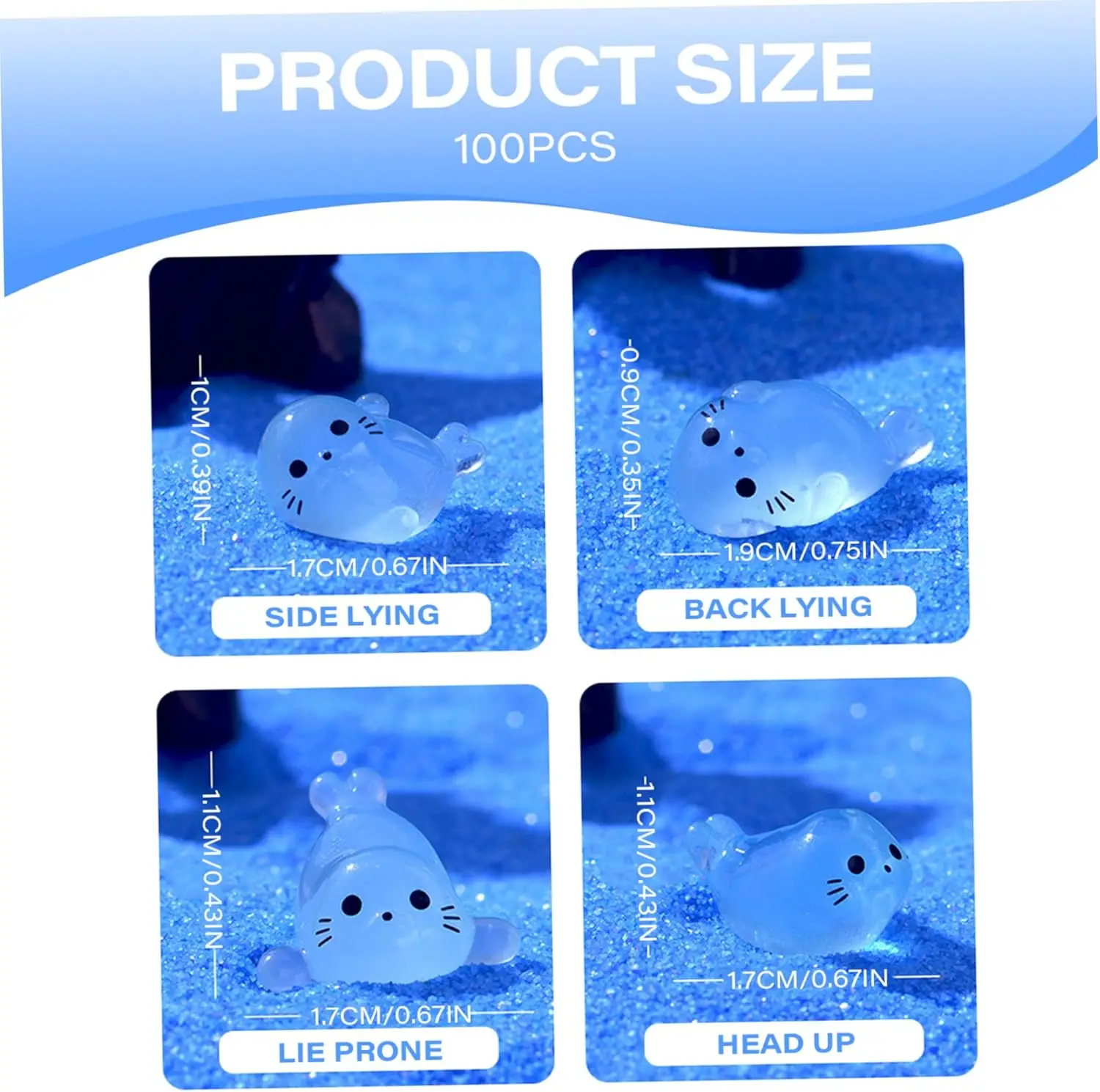 Kawaii Luminous Mini Seal Pup Resin Glow At Night Marine Animal Figurines Ornament Fairy Garden DIY Accessories 100/50Pcs miniature ornament miniature figurines resin crafts accessories resin ornaments resin crafts ornament crafts