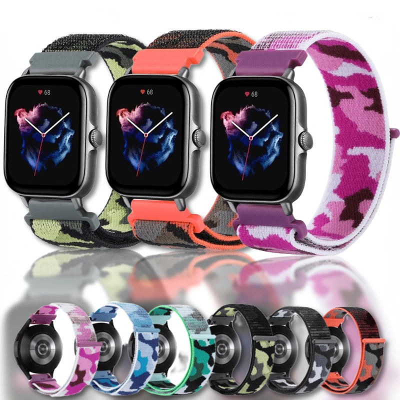 Cinturino In Nylon Da 20Mm 22Mm Per Amazfit Gts 4/3 Mini/Gtr 4 3 Pro/Bip Huawei Watch 4/3/Gt2 3 Pro Cinturino Mimetico Cinturino Samsung Watch 5 4