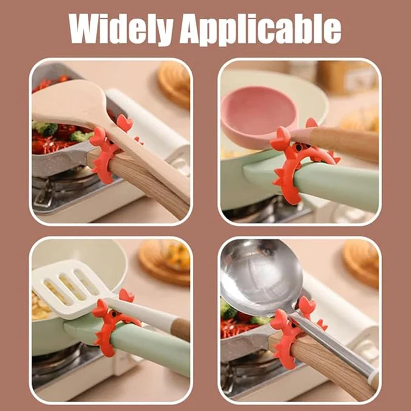 1/2/4/6PCS Silicone Spatula Rack Anti Scalding Overflow Clip Spoon Holder Mobile Universal Storage Shovel Rack Kitchen Gadget