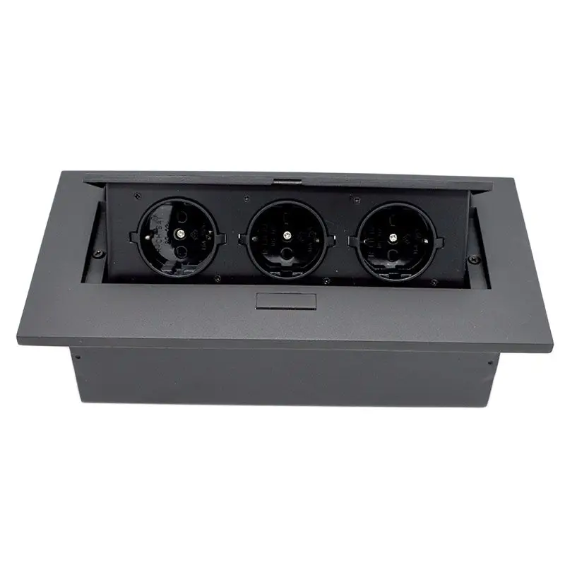 

New EU Germany Standard Pop Up Desktop Socket, 16A 250V Power Connection Box Office Conference Table Socket Special Wholesale