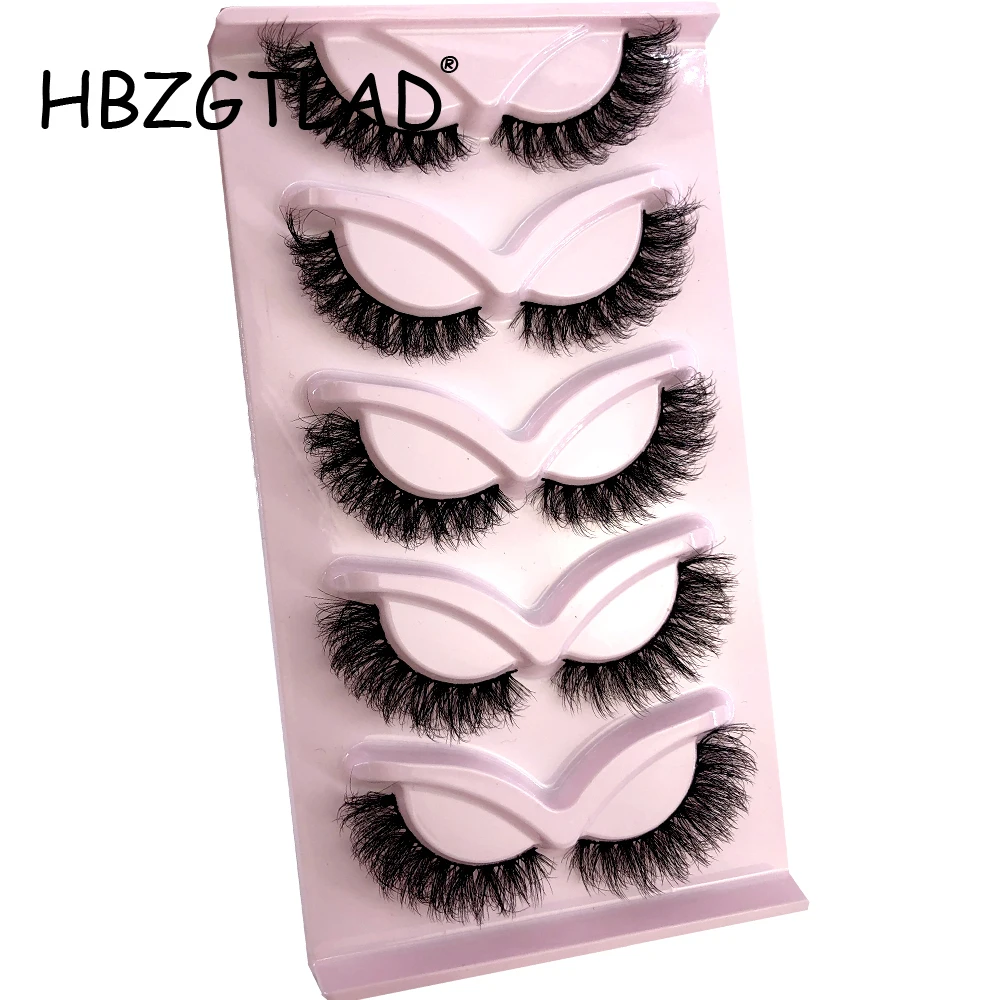 HBGZTLAD False Eyelashes Cat Eye Wispy end eye elongated Thick Mink Lashes Fluffy Short Natural Fake Lashes 5 Pairs Multipackack