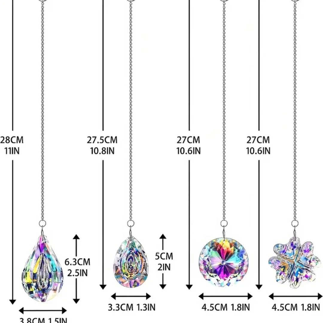 4pcs crystal light catcher: Light up the courtyard and paint a colorful rainbow! They can not only catch the sun, but also give