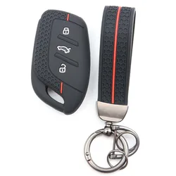 Silicone 3 - Button Fob Key Cover Case (Red)