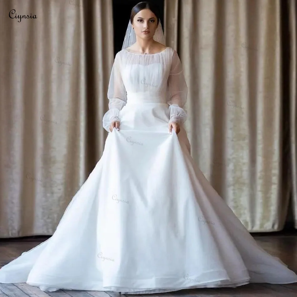 

Ciynsia Elegant Long Sleeves Wedding Dress 2024 New Robe De Soirée De Mariage A-Line Princess Boho Bridal Gown Vestidos De Novia