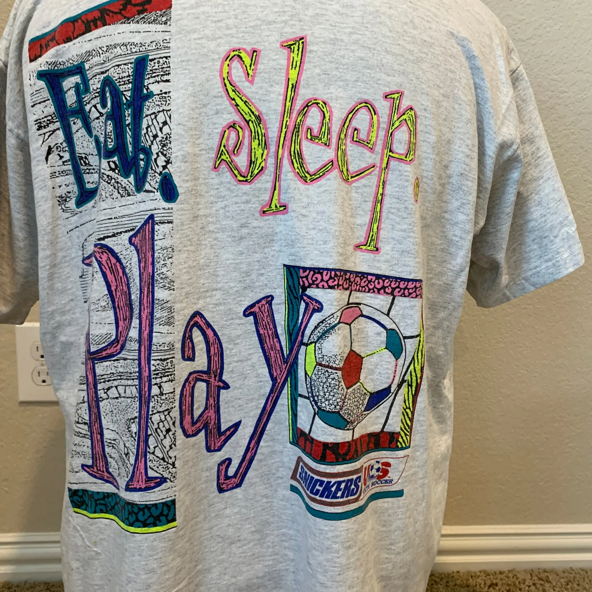 Maglietta Vintage Anni '90 Mangia Sleep Play Snickers Soccer Taglia Xl