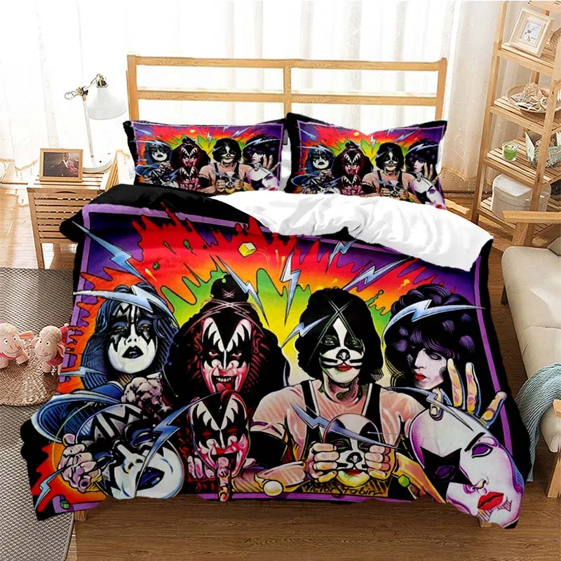 

Kiss Band Fashion Bedding Set Duvet Cover Comforter Bed Single Twin Full Queen Youth Kids Girl Boys Gift Duvet Cover Set