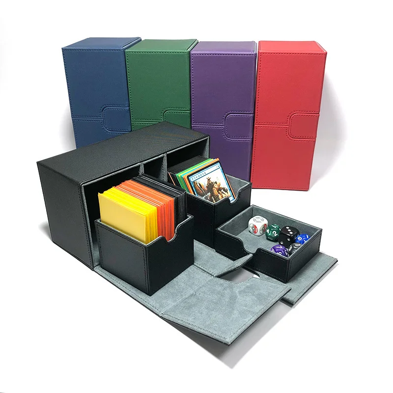 

20*11.3*9cm PU Large Trading Cards Box Container Collection for Board Game Card Case