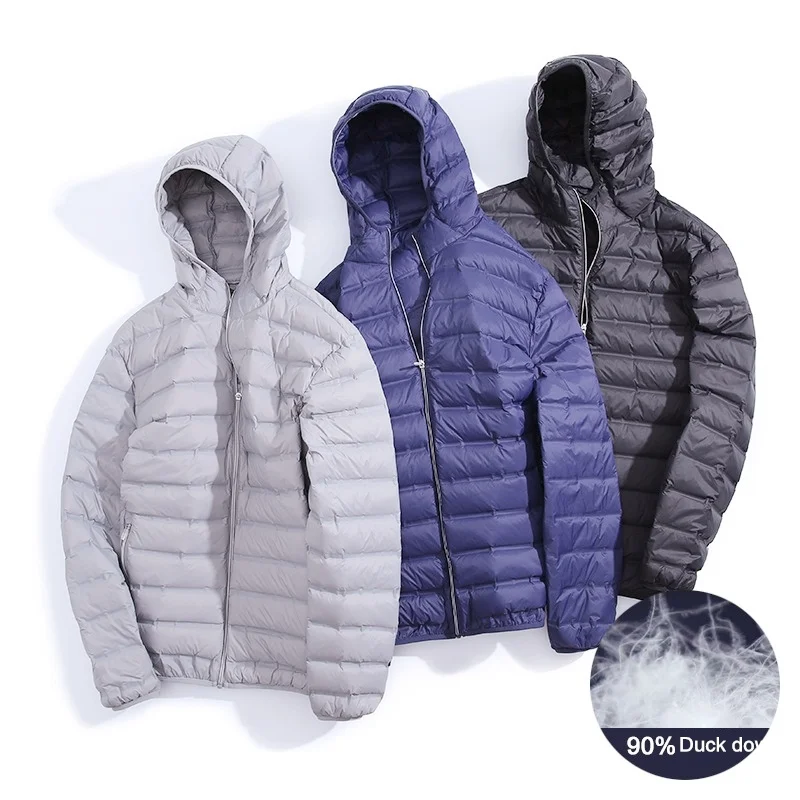 Down Jacket Anti-splashing Lightweight Puffer Jacket 90% White Duck Down Men's Hooded Water and Wind-rainproof Keep Warm Down Coats 5XL 6XL