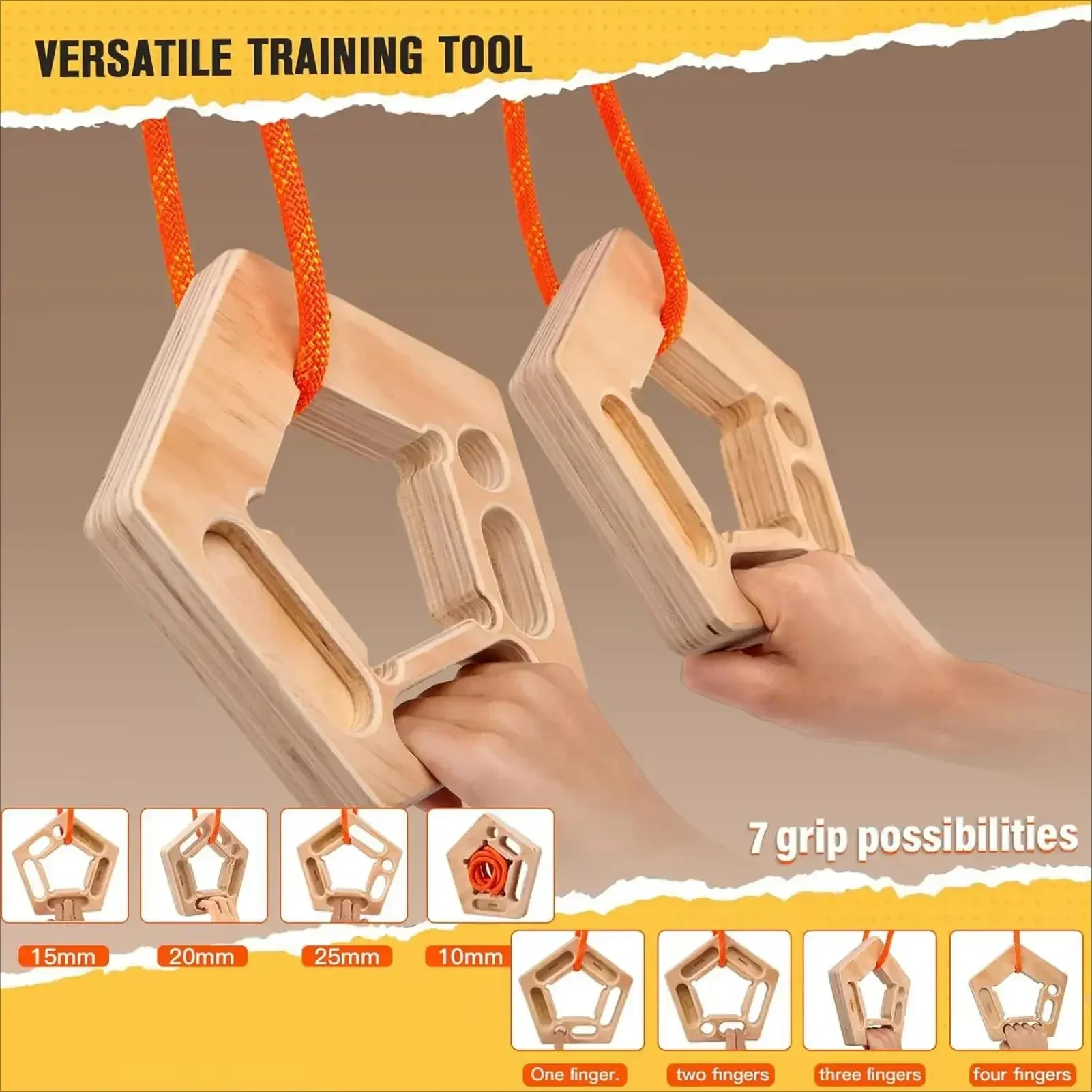 Rock Climbing Hangboard 7 Grip Multi-Size Finger Strengthener Pull-Up Board for Climbing Forearm Hand Strength Outdoor Climbing