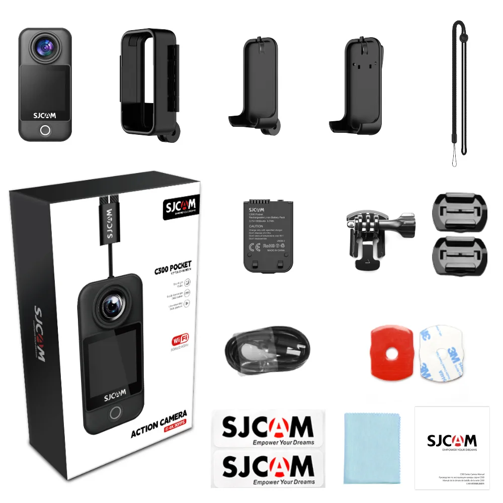 SJCAM C300 포켓형, 어린이용 액션 카메라, 엄지손가락 크기의 4K 카메라, 원클릭 녹화 기능, 원격 제어 지원, 앱으로 실시간 영상 보기