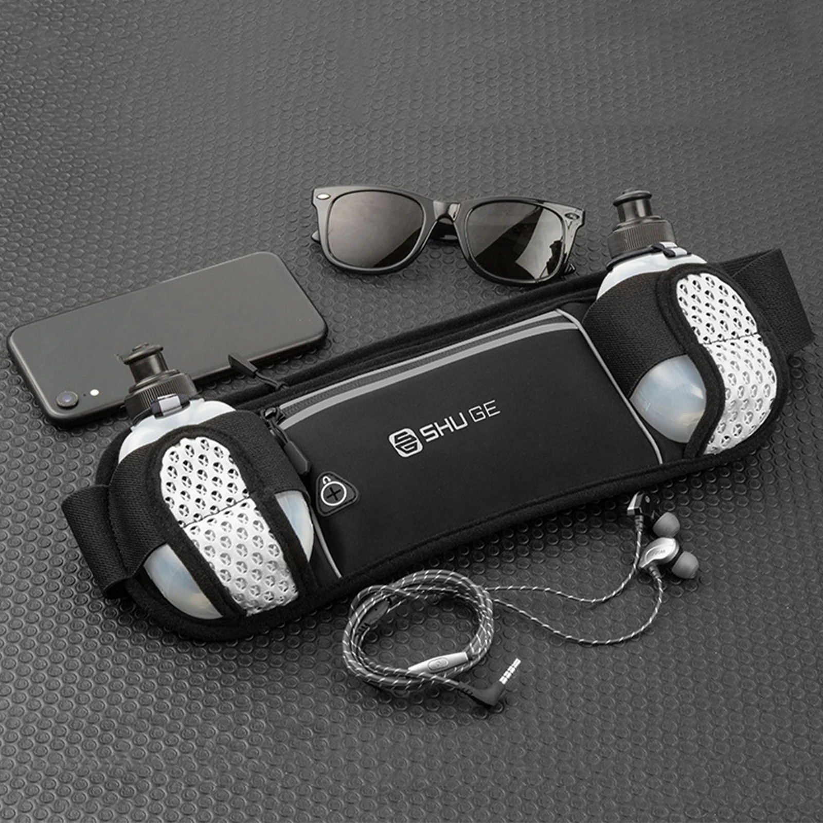 Running Belt with Bottles Fanny Pack with Adjustable Strap Waist Pack for Running Hiking Climbing