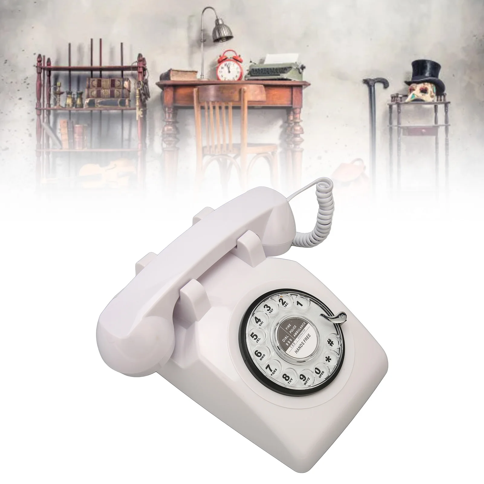 【1980 Style】Retro Rotating Phone Old Fashioned Vintage Landline Phone with Mechanical Ringer Speaker for Household Office Hotel