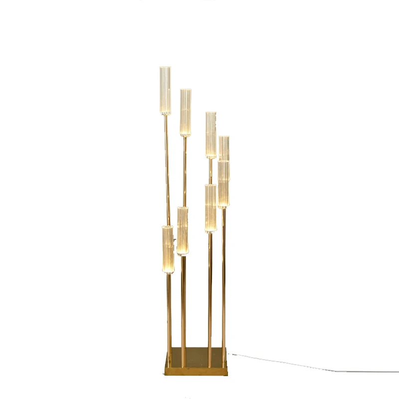 

Electroplated Golden Plum Blossom Tube Road Lead Wedding Step by Step Candlestick T Stage Layout Stage Decoration Lead Light