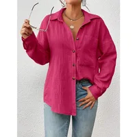 Solid Casual Loose Shirts For Women 2024 Autumn Vintage Women's Oversized Shirts And Blouses Fashion Elegant Youth Female Tops - Image 5