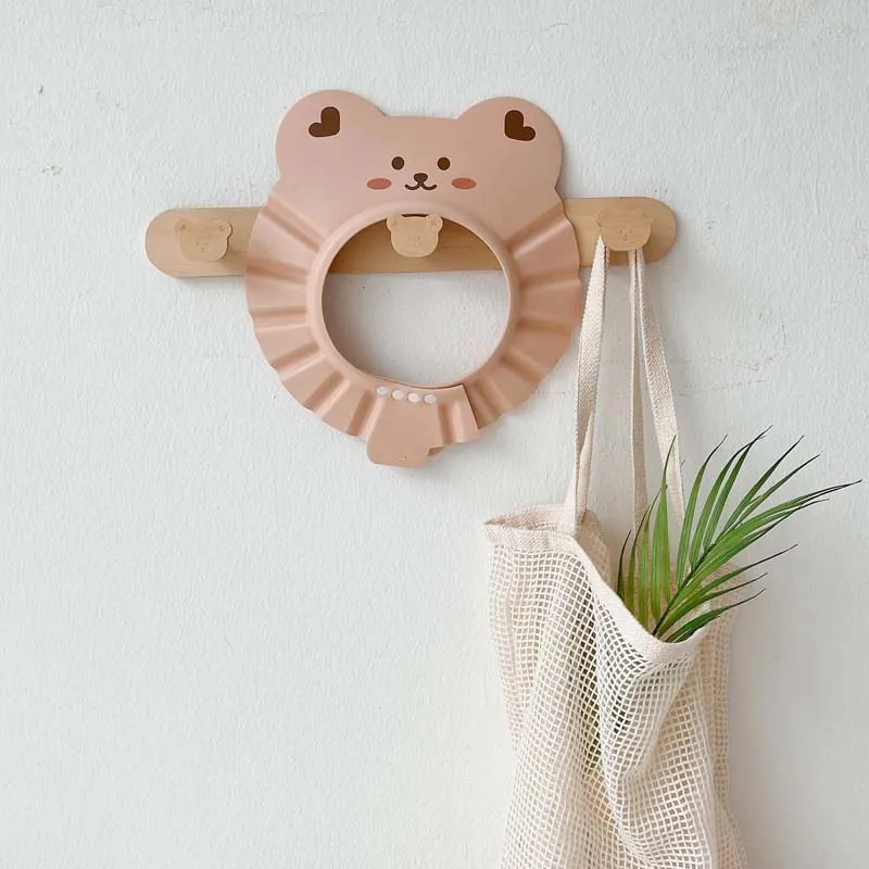 Foam Cartoon Bear Baby Shower Soft Cap Adjustable Hair Wash Hat for Kids Ear Children Shampoo Bathing Shower Protect Head Cover