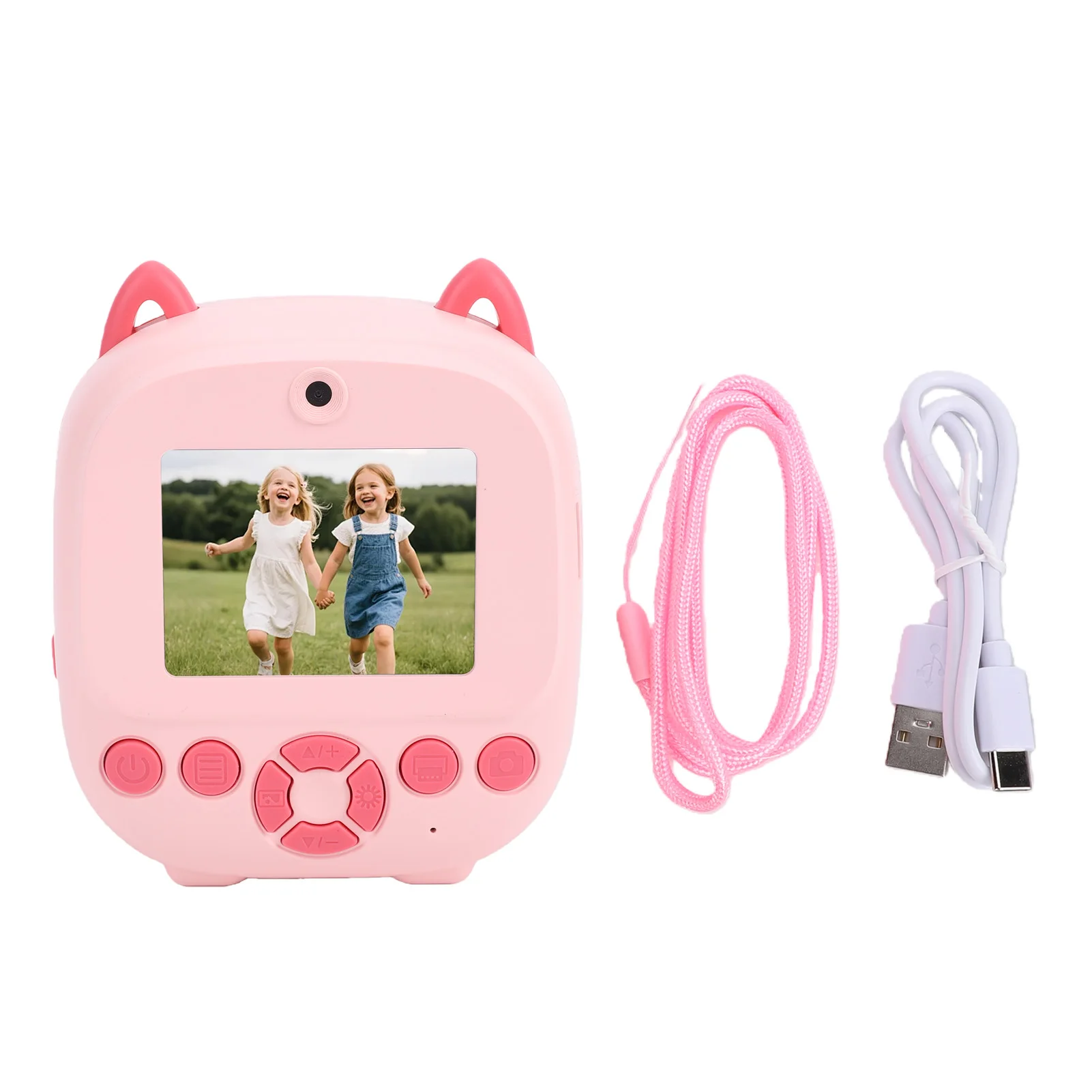 AI 키즈 즉석 인쇄 카메라 1080P 48MP HD 디지털 카메라 AI 음성 열전사 프린터 (셀카 타이머, 게임, 음악 기능 포함) 어린이용 프린트 카메라