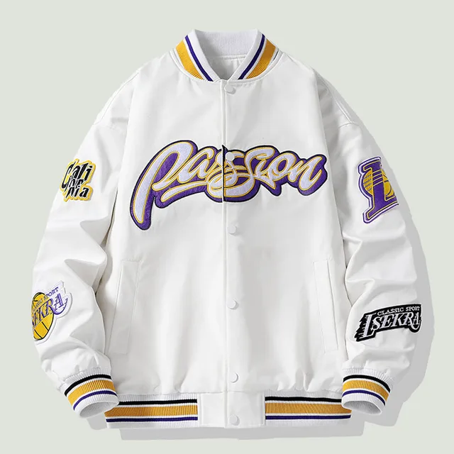 2022 Spring Men's Bomber Baseball Jacket Letter Embroidery Patchwork Coat Hip Hop Streetwear Casual Loose Varsity Jackets Unisex 1