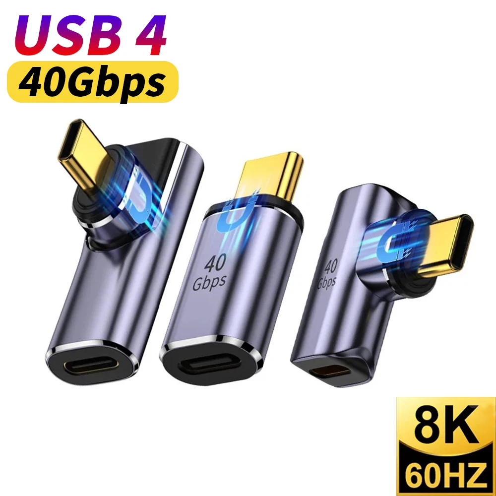 USB4.0 40Gbps USB C Elbow Magnetic Adapter OTG USB C To Type 100W Fast Charging Magnet Converter 8K@60Hz 90 Degree adaptador