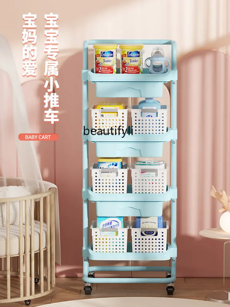 

Trolley Rack Floor Multi-Tier Movable Drawer Snack Cart Storage Rack