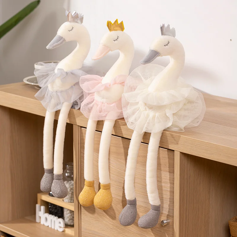 Soft Plush Swan Toy with Yarn Skirt for Kids