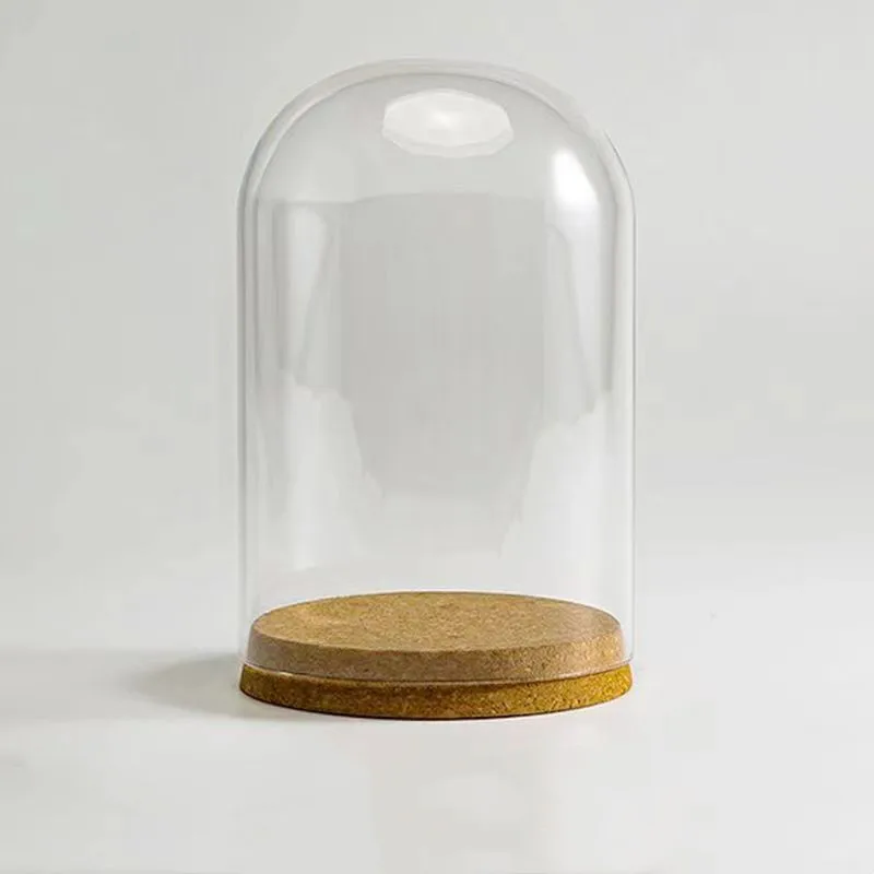 18pcs 12x21cm Clear Glass Hemisphere Cover Glass Dome Covers Protect Dry Flower For Flower Succulent Plant Vase Wood Table Decor