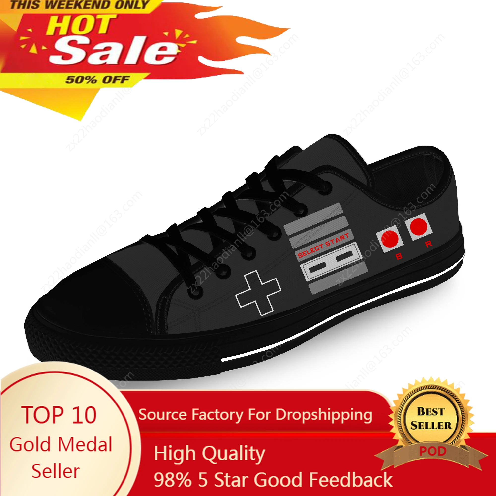 Nintendo Nes Controller Low Top Sneakers Mens Womens Teenager Casual Shoes Canvas Running Shoes 3D Print Lightweight shoe