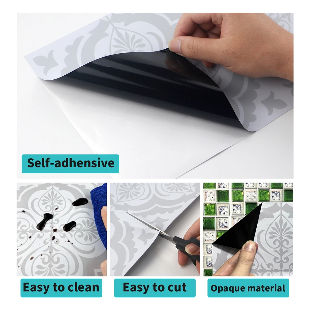 Floor Stickers 1Roll Resistant Waterproof Vinyl Adhesive Floor Stikers Peel And Stick Tile PVC Floor Self Adhesive Room Kitchen&Home Decoration